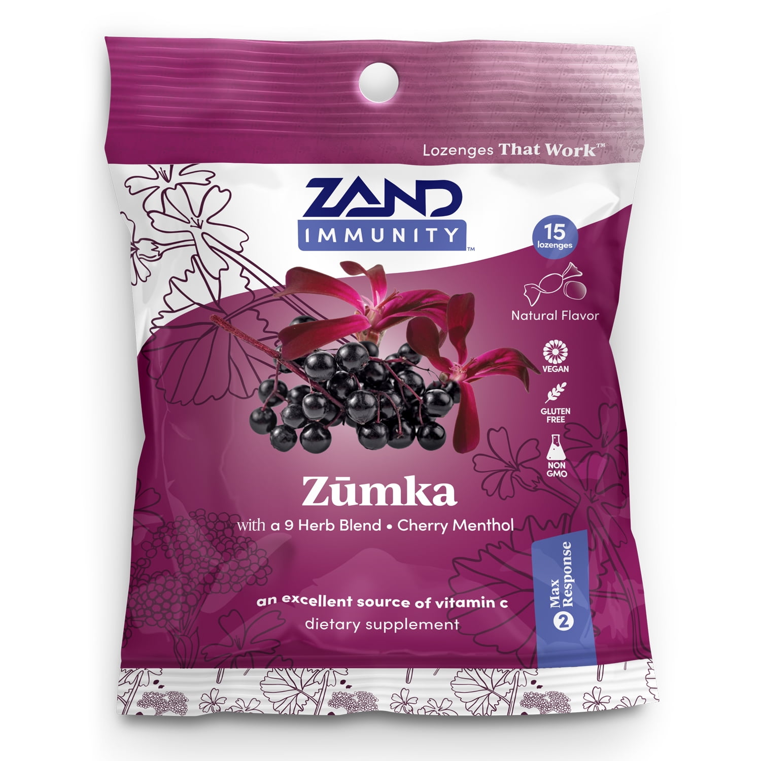 Zand Immunity Zumka HerbaLozenge Throat Drops Vitamin C, Zinc