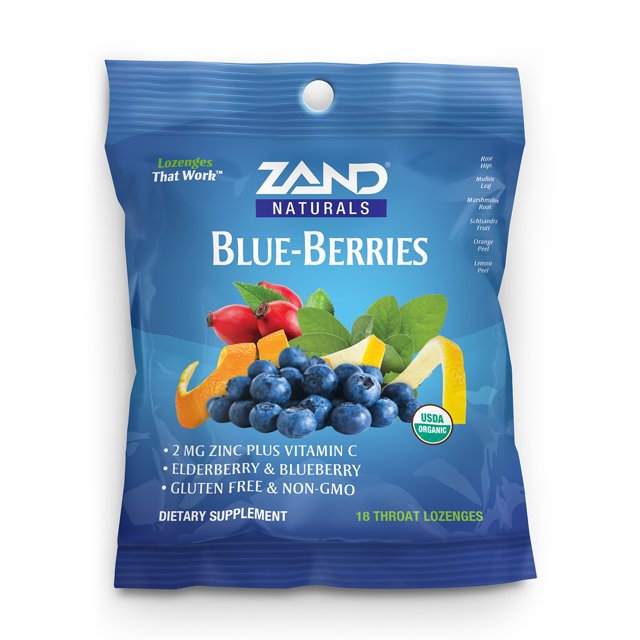 Zand Organic BlueBerries HerbaLozenge Cough Drops Zinc, Elderberry