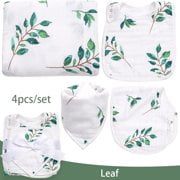 ZandH Global Leaf Baby Bamboo Cotton Muslin Swaddle Blanket, Bib, Burp Cloth, Bandana Bib Set. Soft, Lightweight and Breathable. Swaddle, Nursing Cover, Playmat and Stroller Cover