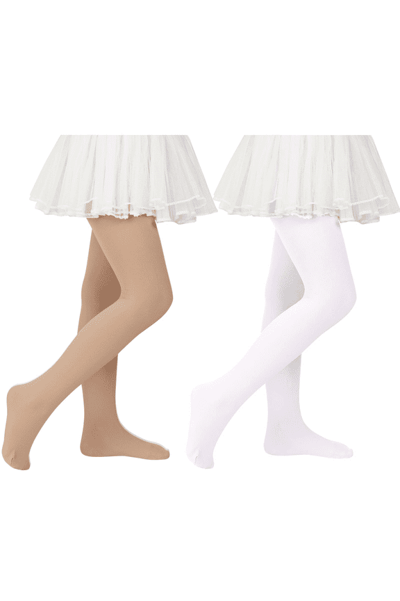 2 Pack Toddler Girls Tights 4t Ultra Soft Pro Footed Tights for Baby Girls Uniform Leggings for Girls Stockings Nude White 3-6
