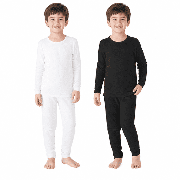 Zando 2 Pack Toddler Thermal Set for Girls Boys Soft Toddler Thermal Underwear Winter Toddler Long Johns Warm Baby Girl Leggings & Shirts Black & White 110