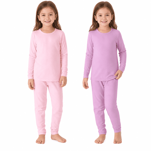 Zando 2 Pack Toddler Thermal Set for Girls Boys Soft Toddler Thermal Underwear Winter Toddler Long Johns Warm Baby Girl Leggings & Shirts Purple & Pink 90