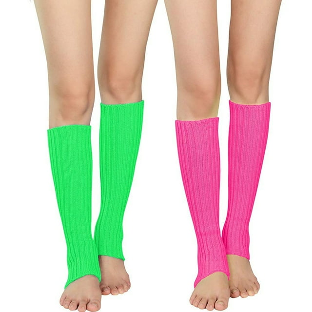 Zando 2 Packs 80s Leg Warmers for Women Girls Ribbed Knit Leg Warmer