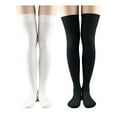 thumbnail image 1 of Zando 2 Pairs Extra Long Thigh High Socks for Women Boot Stockings Soft Cotton Leg Warmers Uniform Cosplay Long Socks Black White, 1 of 5
