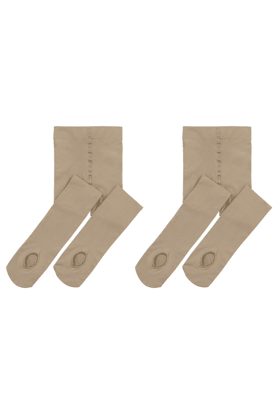 2 Pairs Ultra Soft Toddler Ballet Tights Opaque Foot Hollow Dance Tights for Girls Transition Tight Leggings Hollow Nude 6-9 years