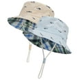thumbnail image 1 of Zando 2 Pcs Baby Sun Hat Breathable Sun Protection Newborn Sun Hat Wide Brim Baby Boys Girls Bucket Hat for Beach Summer 2 Pack Beige & Blue 12-24 Months, 1 of 8