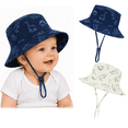 thumbnail image 1 of Zando 2-Pack Baby Sun Hats UPF 50+ Wide Brim Toddler Bucket Hats Adjustable Dinosaur Print Sun Protection Hat for Baby Boys Girls Dinosaur Navy Dinosaur White 2-4 T, 1 of 7