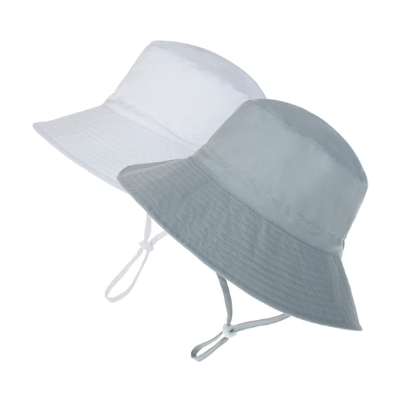 Zando 2 Pcs Baby Sun Hat Wide Brim UPF 50+ Sun Protection Hats for Toddlers Sombrero Bucket Hat Adjustable for Baby Boys and Grils 2 Pack Gray White 2-4 T