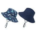 thumbnail image 1 of Zando 2 Pcs Baby Sun Hat Wide Brim UPF 50+ Sun Protection Hats for Toddlers Sombrero Bucket Hat Adjustable for Baby Boys and Grils 2 Pack Navy Blue Dinosaurs 3-6 Months, 1 of 7