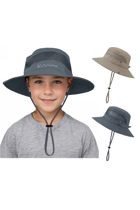 2 Pcs Kids Sun Hats Outdoor Wide Brim Fishing Hat for Kids Sun Protection Kids Bucket Hat for Camping Hiking