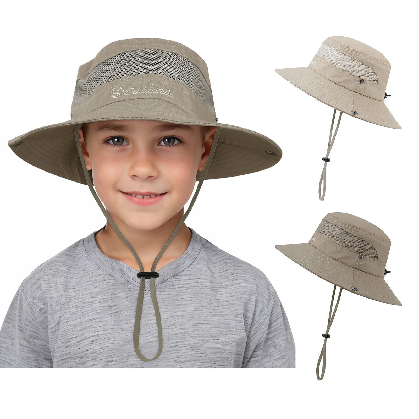 Walmart Saving of  Zando 2 Pcs Kids' Sun Hats, Wide Brim, UV Protection, Adjustable Mesh Fishing & Outdoor Hats, 5-13 Years