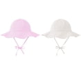 thumbnail image 1 of Zando 2 Pcak Baby Sun Hat Toddler Girls UPF 50+ Sun Protection Wide Brim Cotton Striped Outdoor Bucket Hat 3-6 Months, 1 of 8
