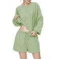 thumbnail image 1 of Zando 2 Piece Outfits Sweatsuits for Women Y2K Oversized Sweatshirt & Lounge Shorts Cozy Long Sleeve Top and Shorts Track Suit Set Green S, 1 of 5