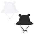 thumbnail image 1 of Zando 2 Pieces Baby Sun Hat UPF 50+ Baby Bucket Hat for Boys Girls Wide Brim Sun Protection Toddler Sun Hat 2 Pack Black & White 6-12Months, 1 of 8