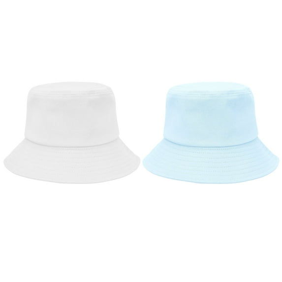 Zando 2 Pieces Bucket Hats for Women Sun Hats for Women UV Protection Wide Brim Fishing Hat for Men Outdoor Activities 2 Pack White & Blue One Size