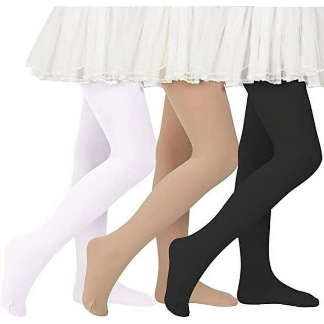 Zando 3 Pack Toddler Dance Tights Soft Footed Tights for Girls School