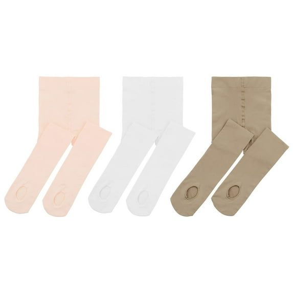 Zando 3 Pairs Ultra Soft Girls Foot Hollow Ballet Tights Convertible Dance Stockings with Hole Thick Dance Leggings Panty Hose Hollow White Nude Pink L