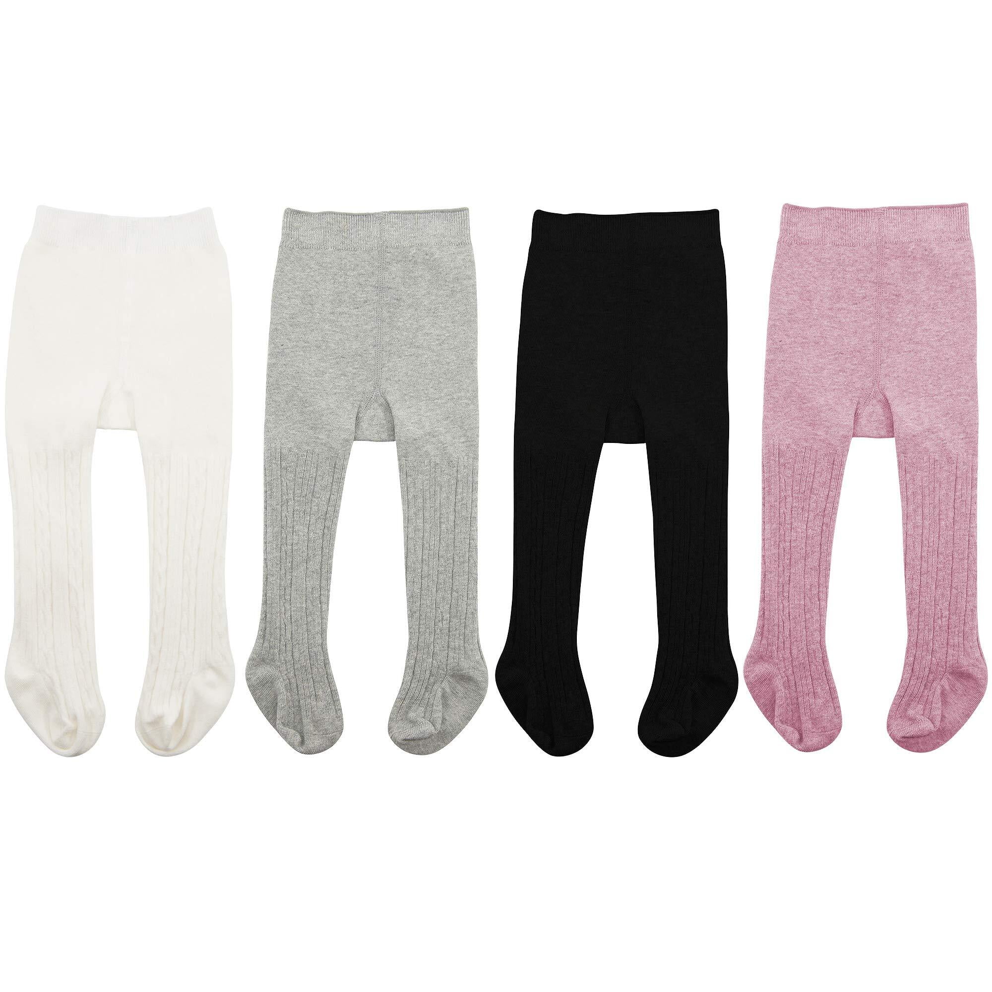 Zando 4 Pairs Cotton Baby Tights 1218 Months Girls Thick Cable Tights Infant Knit Footed