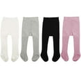 thumbnail image 1 of Zando 4 Pairs Cotton Baby Tights 12-18 Months Girls Thick Cable Tights Infant Knit Footed Leggings for Toddler Girls 0-6 Months, 1 of 6