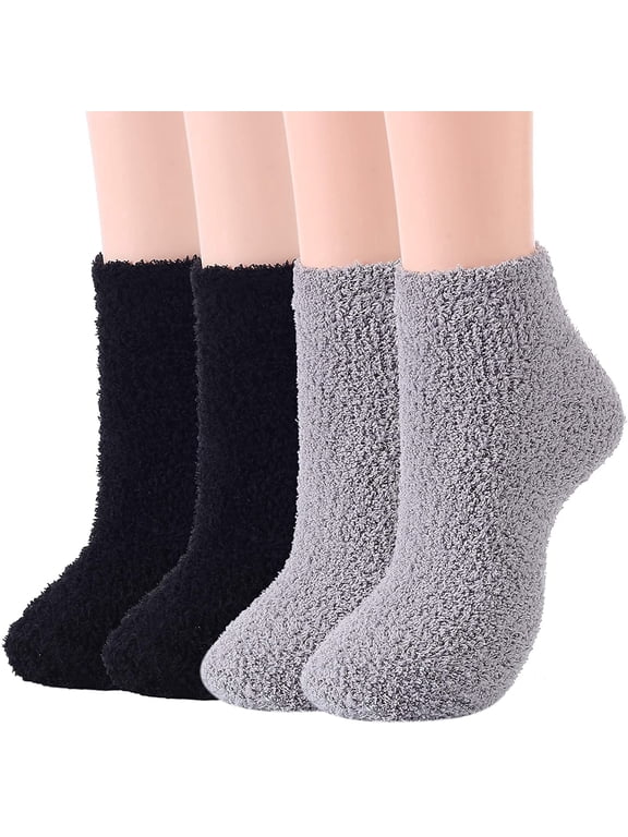 4 Pairs Fuzzy Socks for Women Cozy Slipper Socks Warm Fluffy Socks Soft Home Sleeping Socks Gifts