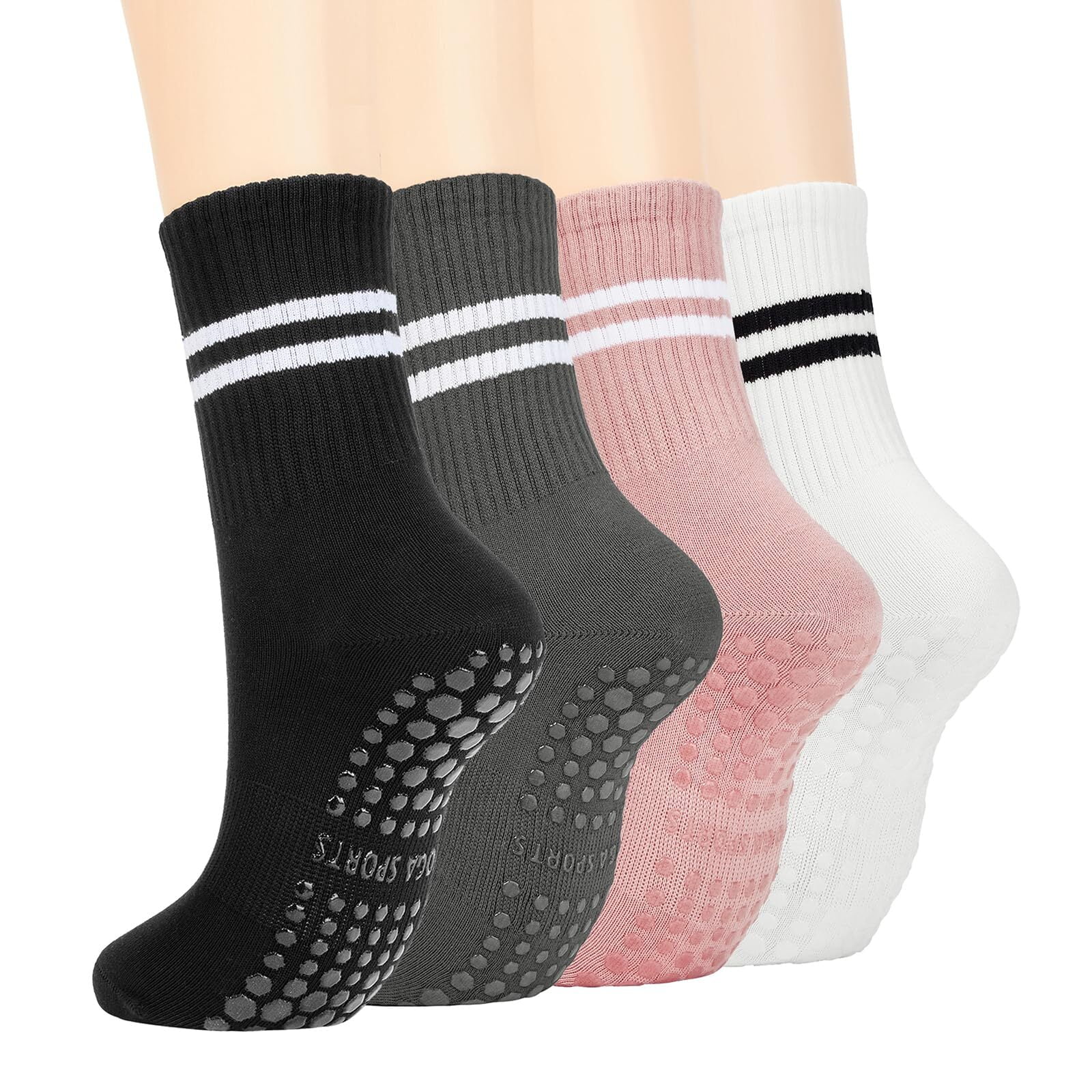 Zando Non-Slip Grip Socks for Women, Pairs Long Pilates, Yoga