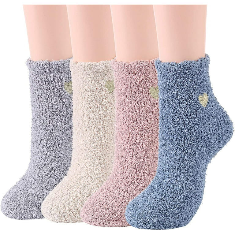 Zando 4 Pairs Super Soft Fuzzy Socks for Women Cozy Socks Winter Warm Socks  Ladies Fleece Slipper Socks for Women 9-11