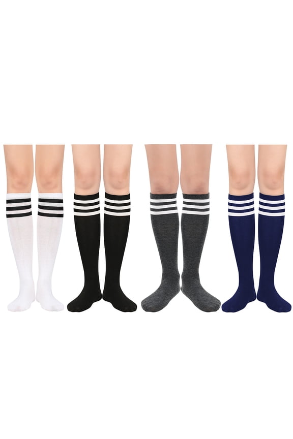 4 Pairs Women Knee High Socks School Tube Socks for Girl Uniform Socks Compression Socks