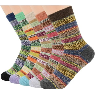 Zando 5 Pairs Womens Wool Socks Winter Fuzzy Socks Thick Soft Warm Knit Cozy Themal Causal Sock Crew Casual Socks US 5-10