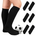 thumbnail image 1 of Zando 6 Pairs Kids Youth Soccer Socks Toddler Baseball Socks Boys Girls Knee High Socks School Uniform Softball 3-12 Years Black, 1 of 8