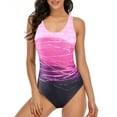 thumbnail image 1 of Zando Athletic One Piece Swimsuit Women Criss Cross Back One Piece Bathing Suit for Teens Tummy Control Sports Swimwear Purple S, 1 of 5