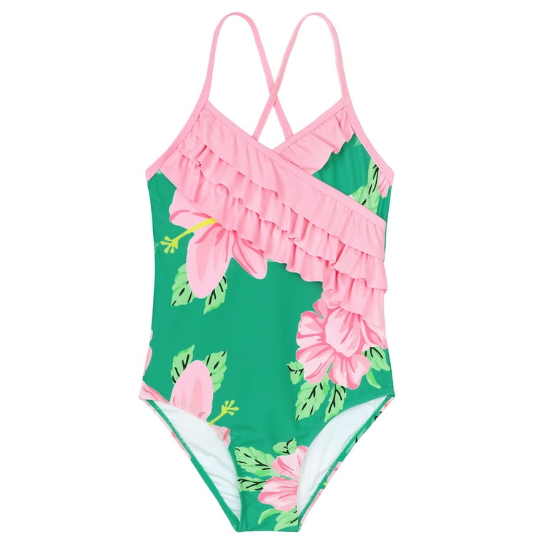 GREEN FLORAL ONE PIECE SWIMSUIT, BABY GREEN FLORAL ONE PIECE SWIMSUIT, BABY