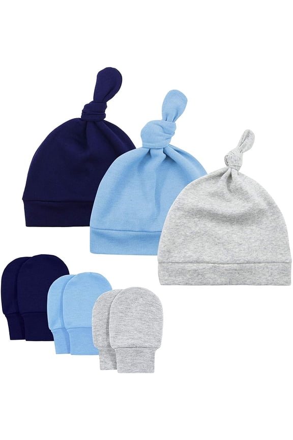 Baby Hat Mittens Newborn Hats for Boys Baby Hats 0-6 Months Breathable Cotton Caps 3 Pack 2 0-6 Months