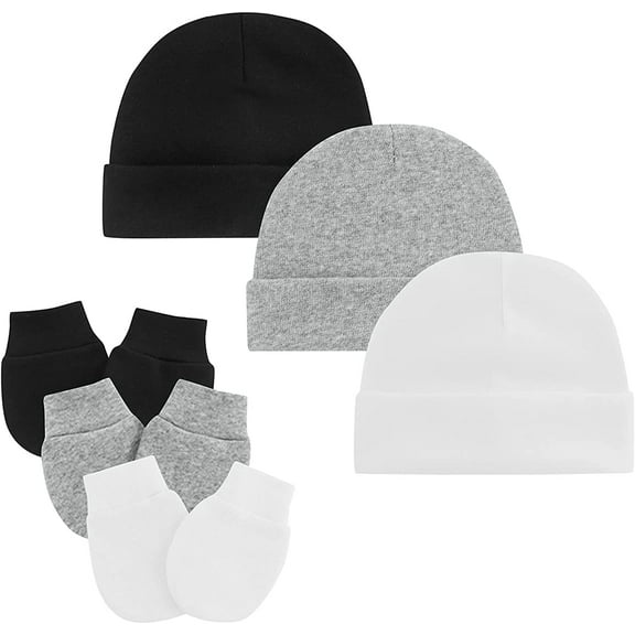 Zando Baby Hat Mittens Newborn Hats for Boys Baby Hats 0-6 Months Winter Beanie Caps 3 Pack 5 0-6 Months