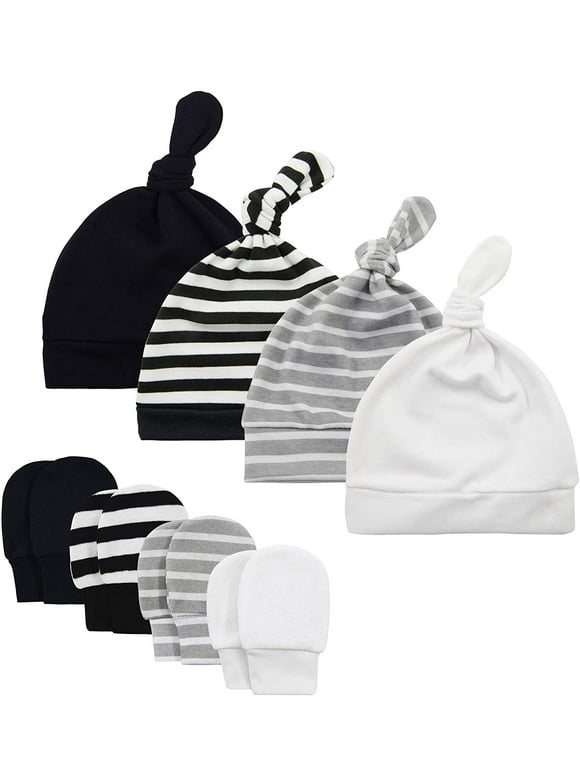 Baby Hat Mittens Newborn Hats for Boys Baby Hats 0-6 Months Winter Beanie Caps 4 Pack 2 0-6 Months