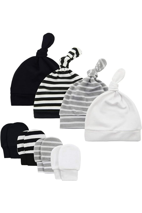 Baby Hat Mittens Newborn Hats for Boys Baby Hats 0-6 Months Winter Beanie Caps 4 Pack 2 0-6 Months