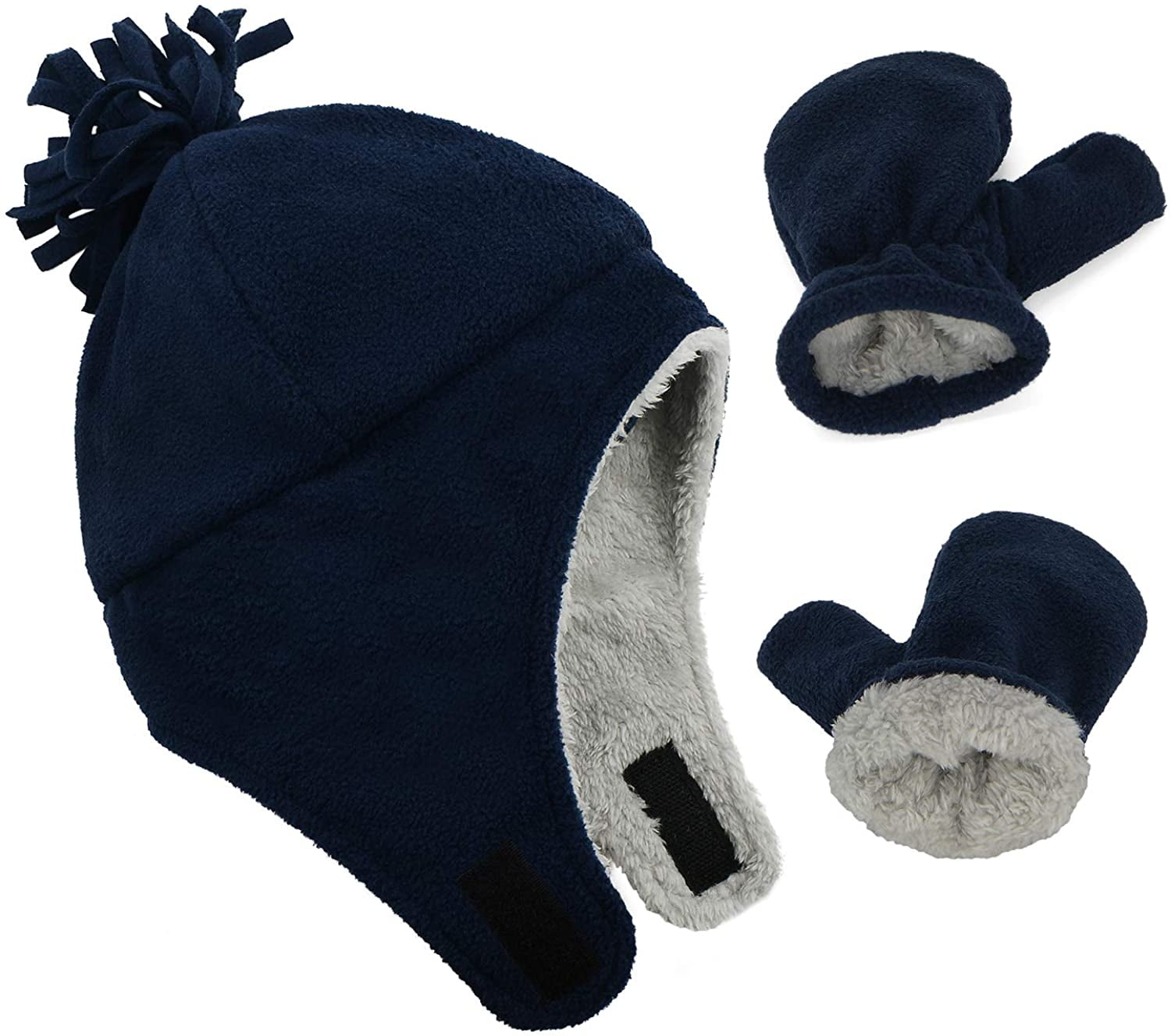 Zando Baby Kids Winter Hats and Gloves Sets for Boys Warm Polar Fleece ...