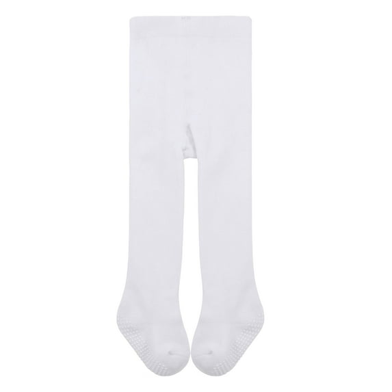 Zando Baby Tights for Toddler Girls Tights Stockings Elastic Footed Tight Pantyhose for Girls 12-24 Months 1 Pair White (Non Slip)