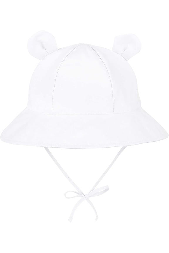 Baby Toddler Sun Bucket Hats Wide Brim Beach Hats Infants Girls Cap Sun Protection Summer Kid Hat White 0-6Months
