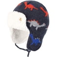 thumbnail image 2 of Adorable Dinosaur Winter Hat & Scarf Set For Kids - Fleece Lined Earflap Beanie With Pom Pom 2 of 10