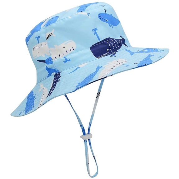 Zando Beach Baby Sun Hat UPF 50  Sun Protection Wide Brim Summer Baby Boy Bucket Hats Cute Toddler Sun Hats for Boy Blue Whale M