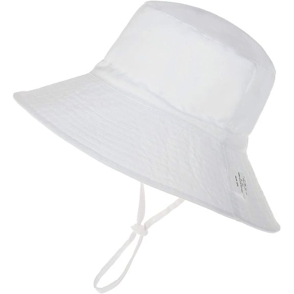 Zando Beach Baby Sun Hat UPF 50+ Sun Protection Wide Brim Summer Baby Boy Bucket Hats Cute Toddler Sun Hats for Boy White L