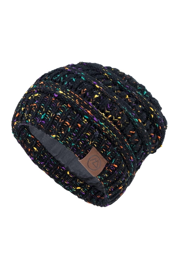 Beanie Hats Satin Lined Winter Hats for Women Soft Stretch Cable Knit Womens Beanies Slouchy Beanie Hat Black Yarn