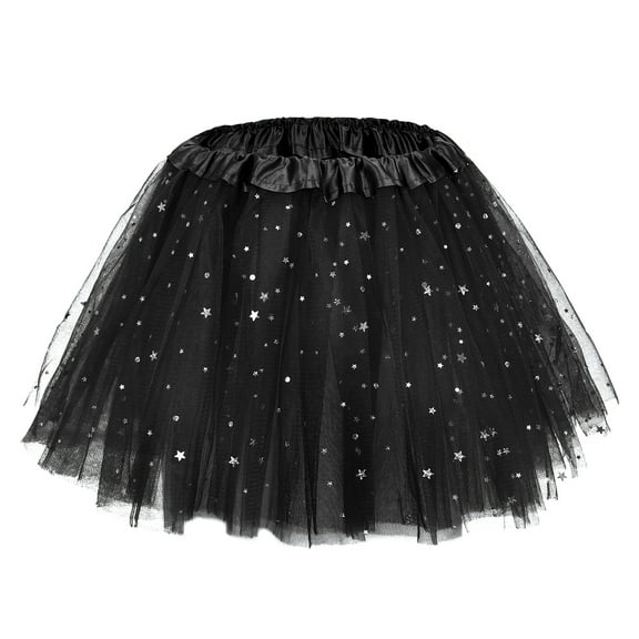 Zando Black Tutu Skirt for Girls Layered Stars Sequins Tutu Dress Sparkle Princess Ballet Skirt 2T - 8T