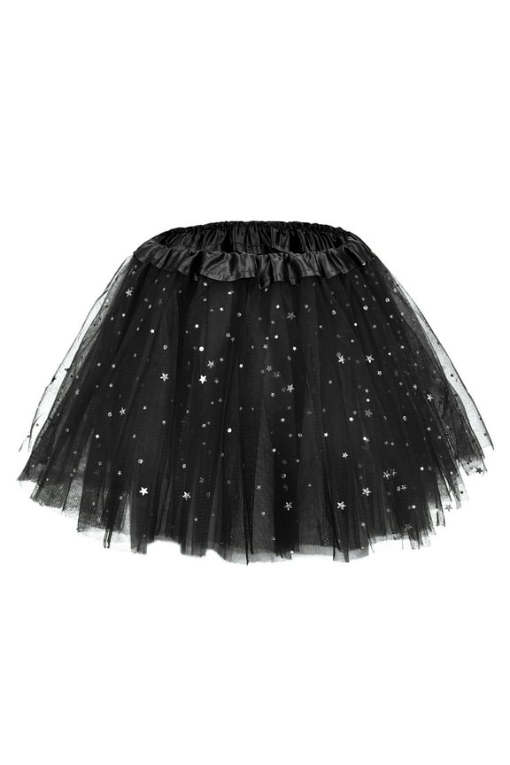 Black Tutu Skirt for Girls Layered Stars Sequins Tutu Dress Sparkle Princess Ballet Skirt 2T - 8T