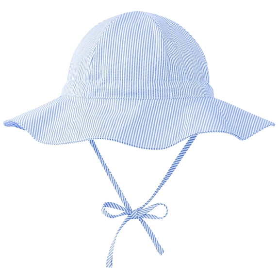 Zando Cotton Baby Sun Hat Breathable Wide Brim Infant Toddler Sun Hat Baby Boy Girl Sun Hat Summer Hat Sun Protection Blue 3-6 Months