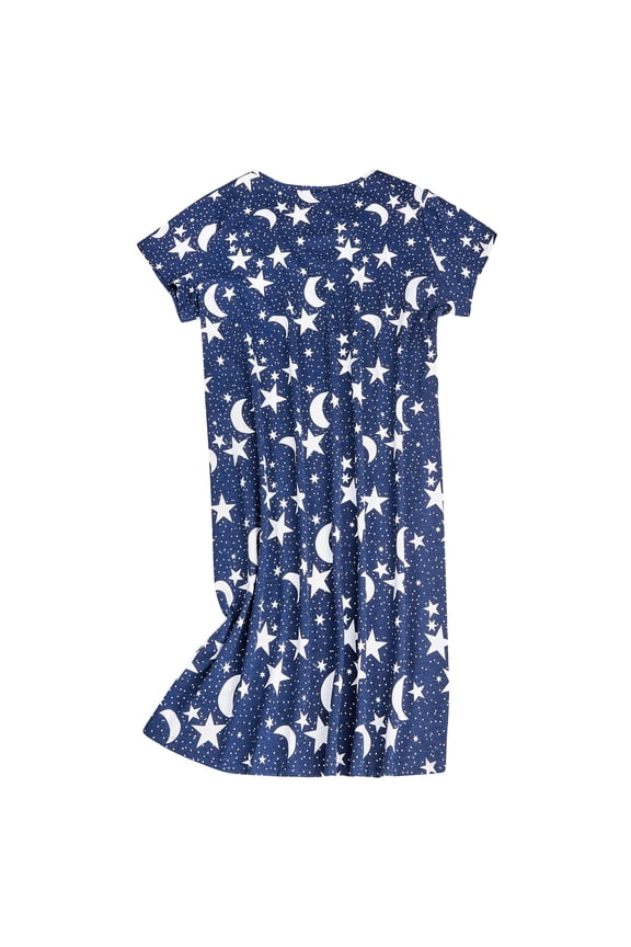Cotton Nightgowns for Women Soft Long Shirts Night Gowns for Adult Women Sleep Shirts Navy Night Sky M