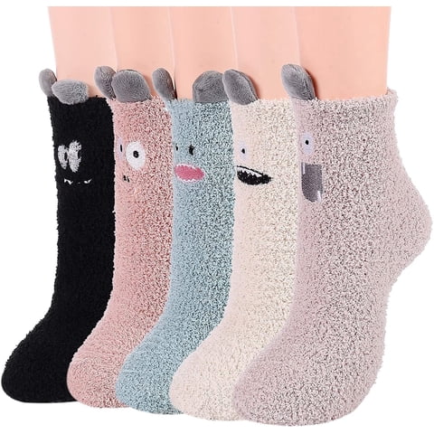 5 Pairs Fuzzy Socks for Women Cozy Slipper Socks Warm Fluffy Socks Soft Home Sleeping Socks Gifts