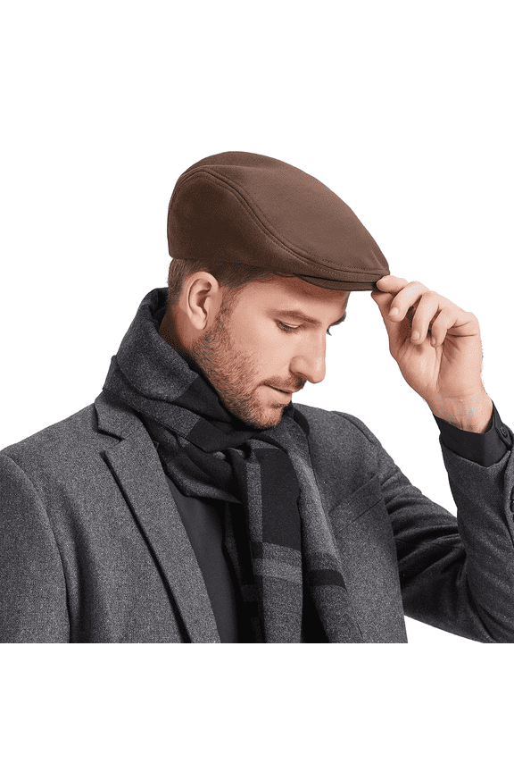 Flat Caps Hats for Men Solid Newsboy Cap Driving Irish Cabbie Mens Beret Hats Coffee