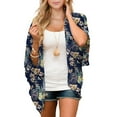 thumbnail image 1 of Zando Floral Kimono Cardigans for Women Loose Open Front Kimono Swimsuit Cover Ups for Women Casual Beach Cover Up Women A Flowers Navy, 1 of 5