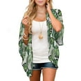 thumbnail image 1 of Zando Floral Kimono Cardigans for Women Loose Open Front Kimono Swimsuit Cover Ups for Women Casual Beach Cover Up Women A Green Palm Leaves, 1 of 4